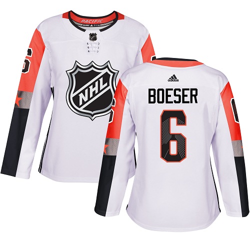 Adidas Vancouve Canucks #6 Brock Boeser White 2018 All-Star Pacific Division Authentic Women Stitched NHL Jersey